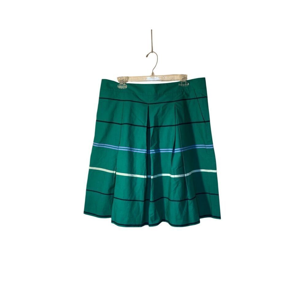 Ann Taylor women’s green pleated fully lined kneelength skirt with pockets 14